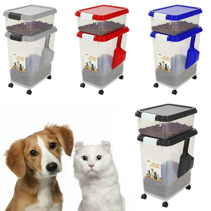 3 Piece Airtight Large Pet Dog Cat Animal Plastic Food Storage Containers Feed