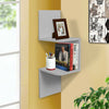 Corner Book Shelf Wall Unit Storage White 2 Tier Floating Display Stand Bookcase