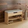 Malmo Compact Oak Wooden 2 Tier Shoe Storage Cabinet Shelf Rack Stand Grey Lid