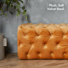 Spinningfield Velvet Button Bench, Tufted Large Footstool With Cushioned Fabric