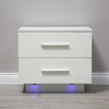 High Gloss Front Bedside Table Cabinet Nightstand White / Black 2 Drawer RGB LED