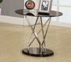 Lamp Table Side End Table Display Stand Black Round Glass Top Chrome Frame