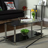 Modern Coffee Table With Lower Shelf storage Glass Chrome Living Room furniture