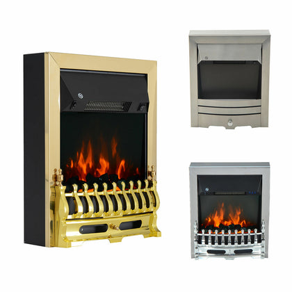Modern Electric Fireplace 1 & 2KW LED Fire Place Effect Heater Fire Flame Stove