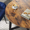 Industrial Dining Table Rustic Brown Round X Shape Black Metal Legs Kitchen Unit