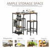 Industrial Bar Height Dining Table Set 3 Pieces Bar Set with Shelf