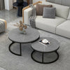 2 Premium Gray Round Nesting Coffee Table Thicken Metal Stacking Sofa Side Table