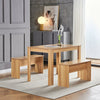 Set of 3 Dining Table + 2 Bench Chair Set Dining Room Kitchen Commercial Wooden