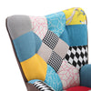 Fabric Armchair Sofa Buttoned High Back Upholstered with Foot Stool Accent Chair