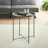 Metal Side Table Round End Sofa Table Detachable Tray Top Garden Terrace Balcony