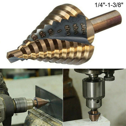 10-Sizes Spiral Flute Step Drill Bit Stainless Steel Multiple Hole Opener Cutter