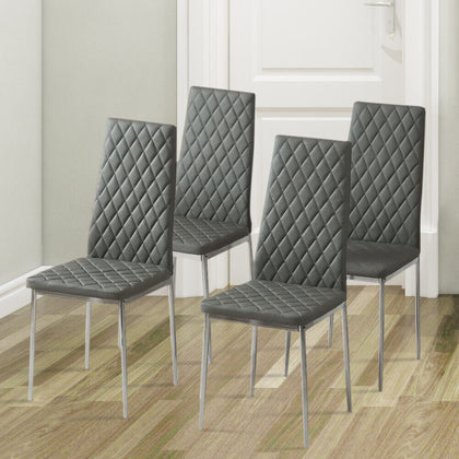 2/4/6pcs Faux Leather Dining Room Chair High Back Kitchen Seat with Chrome Legs