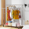 Double Clothes Rail Wheeled Garment Coat Hanging Display Stand Lower Bottom Rack