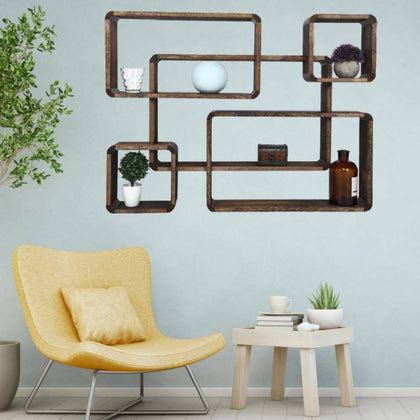 Vintage Retro Wall Bookshelf Storage Shelf Unit Wood Display Shelving Rack Decor