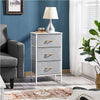 Fabric Chest of Drawers Storage Cabinet Unit Metal Frame Bedside End Table Gray