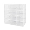 12x Clear Strong Plastic Shoe Storage Boxes Drawer Stackable Foldable Organizer