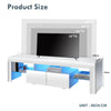 160cm High Gloss White TV Stand Cabinet Unit Doors Storage with RGB LED Cupboard