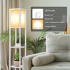 Wooden Shelf Floor Lamp Standard Lounge Reading Light 3-Tier Open Storage Shelf