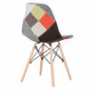 Set of 4 Patchwork Fabric Dining Chairs Padded Seat Wooden Legs Home Multicolor
