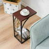 Small Sofa Side Table C Shaped Coffee End Table Living Room/Bedroom MDF Metal