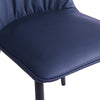 2X Blue Dining Chairs Faux Leather Ergonomic Back Soft Cushion With Metal Legs