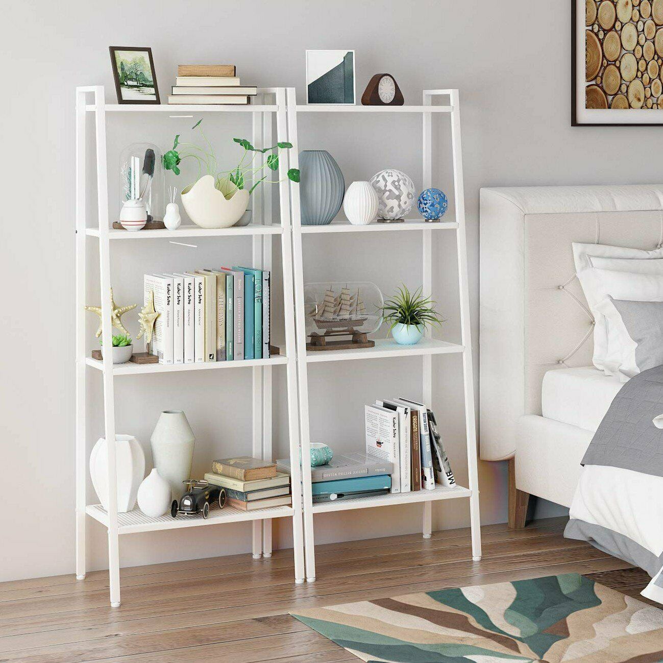 Ladder Bookshelf 4Tier Ladder Shelf Display Storage Book Plant Flower Stand