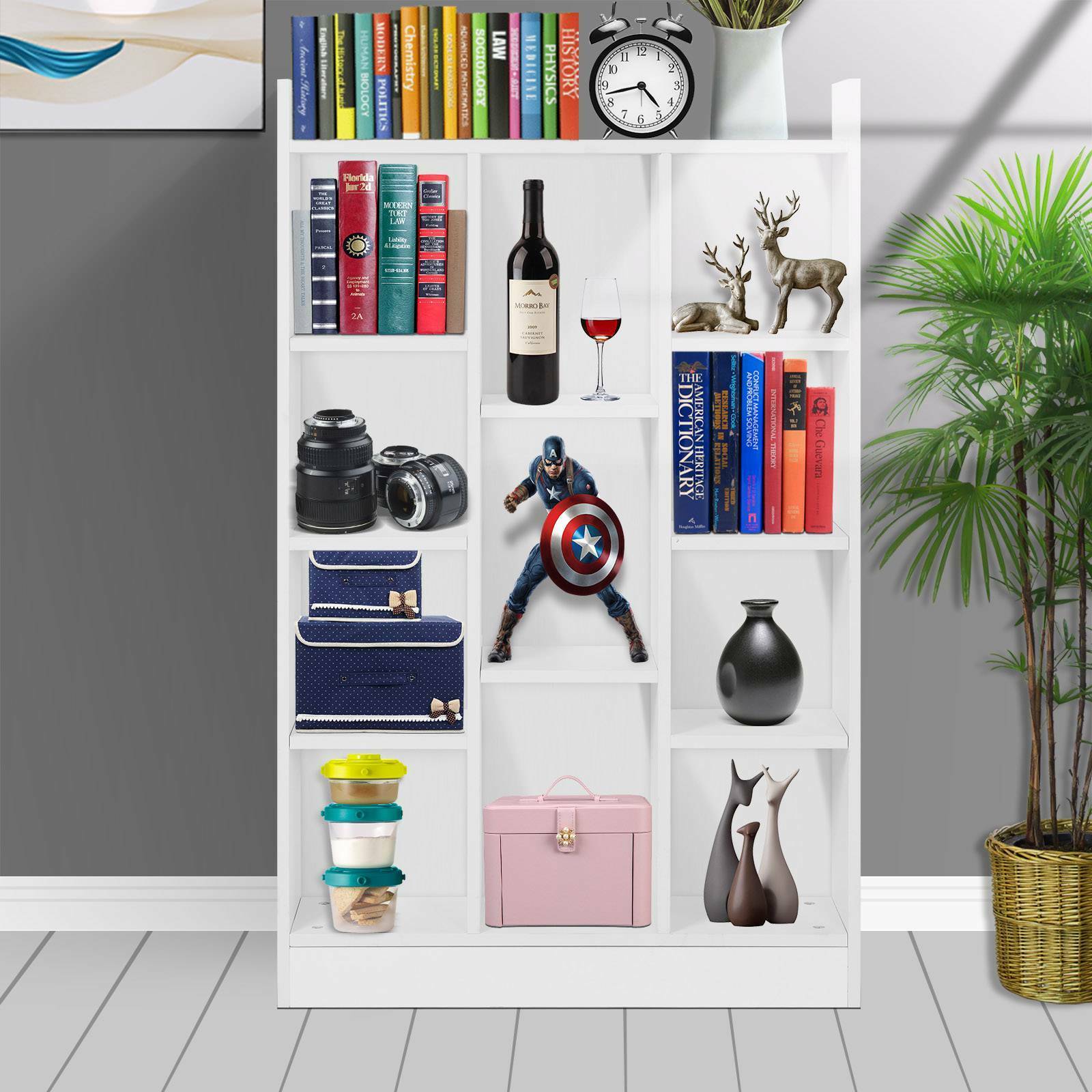 Shelving Book Shelf Unit 11 Cube Storage Bookcase Display Cabinet Wood Furniture