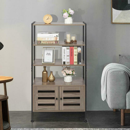 Bookshelf Storage Cabinet Bookcase w/ Shelves & Cupboard Living Room Bedroom