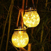 LED Solar Lamp Cracked Glass Ball Hanging Light Outdoor Garden Yard Decor UK