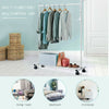Metal Clothes Hanging Rail Coat Shoe Stand Rack Heavy Duty Shelf With Wheels