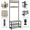 Industrial Coat Rack Stand w/Shoe Bench 185cm Shoe Clothes Rack for Hallway Grey
