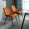 Sigtua 2pc Vintage Velvet Dining Chairs Solid Metal Leg Kitchen Soft Padded Seat