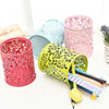Hollow Rose Flower Cosmetic Metal Pen Pencil Pot Holder Stationery Organizer