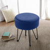 Velvet Padded Footstool w/ Metal Hairpin Legs Living Room Bedroom Hallway Stool