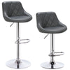 2X Bar Stools Leather Swivel Gas Lift Chair Kitchen Breakfast Pub Black & Grey