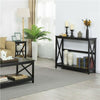 2 Tier X-Design Console Table Hallway Side Table Bookshelf Entryway Table Black