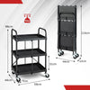 3-Tier Folding Storage Trolley Heavy Duty Tool Cart Rolling Storage Organizer