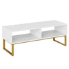TV Cabinet Wooden TV Stand TV Console Table Centre Table with 2 Open Shelf White