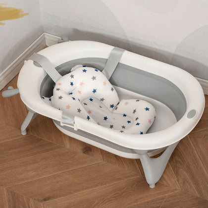 HOMCOM Foldable Baby Bath Tub Cushion Temperature Senstive Water Plug 0-3 Years