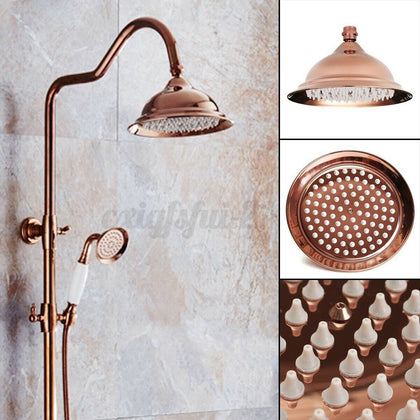 Luxury Elegant Rose Gold Round Brass Shower Spray Head 8 inch Bathroom Rainfall