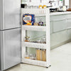 4 Tier Kitchen Slim Storage Cart Slide Out Rolling Stand Shelf With Wheels