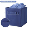 6X Folding Blue Canvas Storage Box Collapsible Fabric Cube Drawer Space-Saving