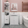 Mondeer White Bathroom Mirror MDF Frame Wall Mounted W/ Shelf Bathroom Porch