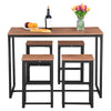 Bar Table and Stool Set For Kitchen Dining Room 4 Metal And Wood Stools High