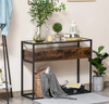 Industrial Console Table Vintage Glass Hallway Storage Rustic Metal Sideboard