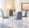 Glass Dining Table and 4 Chairs Modern Round Furniture Metal Seater Grey Set 5pc