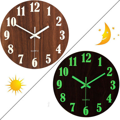 30cm Luminous Wall Clock Glow In The Dark Quartz Open Face Hanging Numeral Clock
