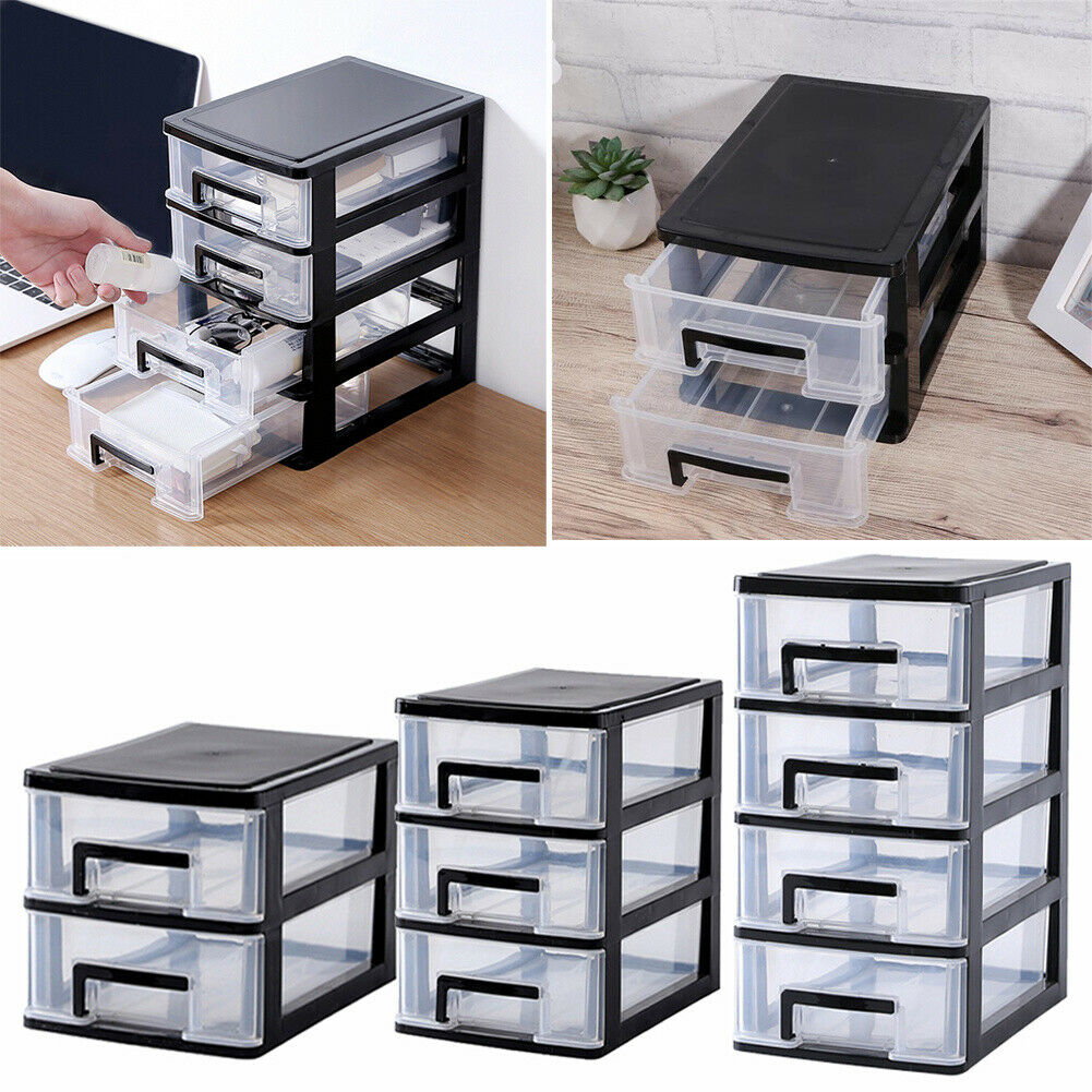 Cosmetic Make Up 2-3 Drawer Desk Table Tidy Storage Box Plastic Organiser Holder