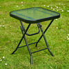 Garden Table 40cm Square Glass Top Folding Outdoor Patio Home Furniture Summer