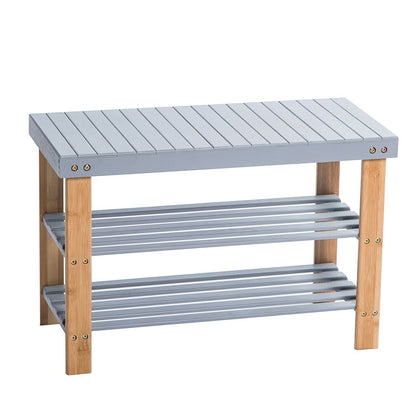 3 Tier Bamboo Bench Hallway Shoe Rack Storage Organiser Holder, Grey